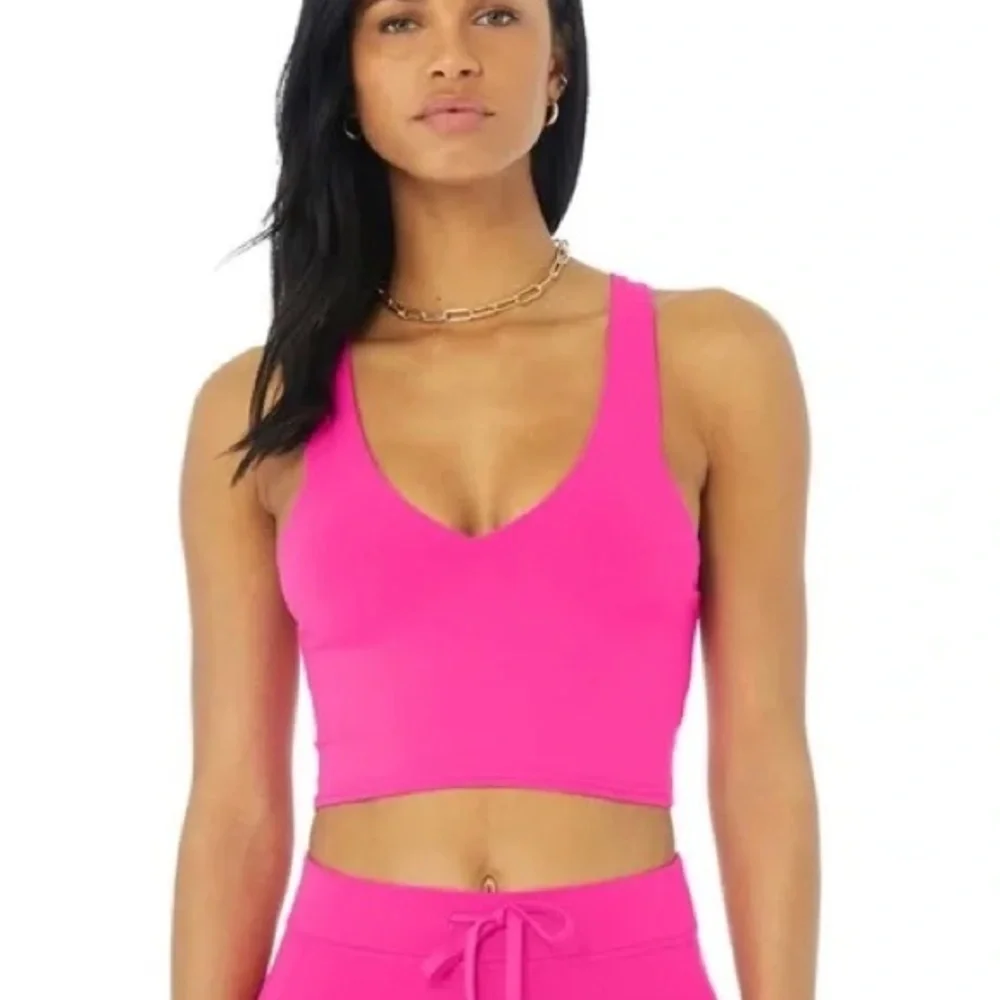 ALO Yoga Real Sports Bra Hot Pink - Picture 2 of 5